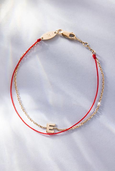 Pulsera Alfabeto Hilo y Cadena en Oro Amarillo - Redline - 0++