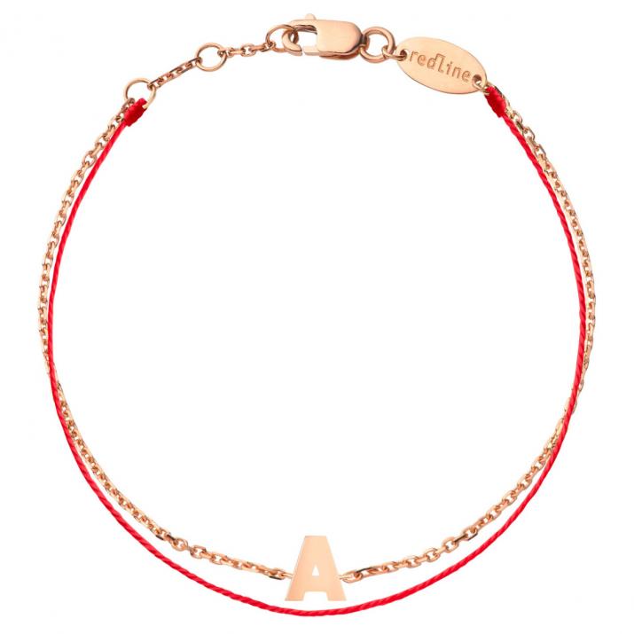 Pulsera Alfabeto Hilo y Cadena en Oro Rosa - Redline - 0++