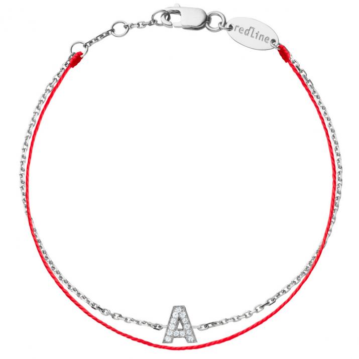 Pulsera Diamante Alfabeto Hilo y Cadena en Oro Blanco - Redline - 0++