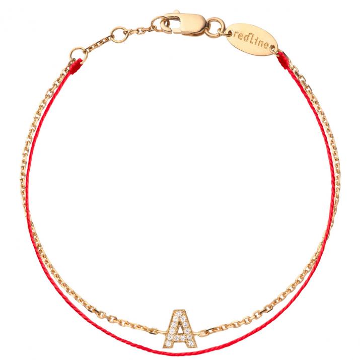Pulsera Redline Diamante Alfabeto Hilo y Cadena en Oro Amarillo - Redline - 0++