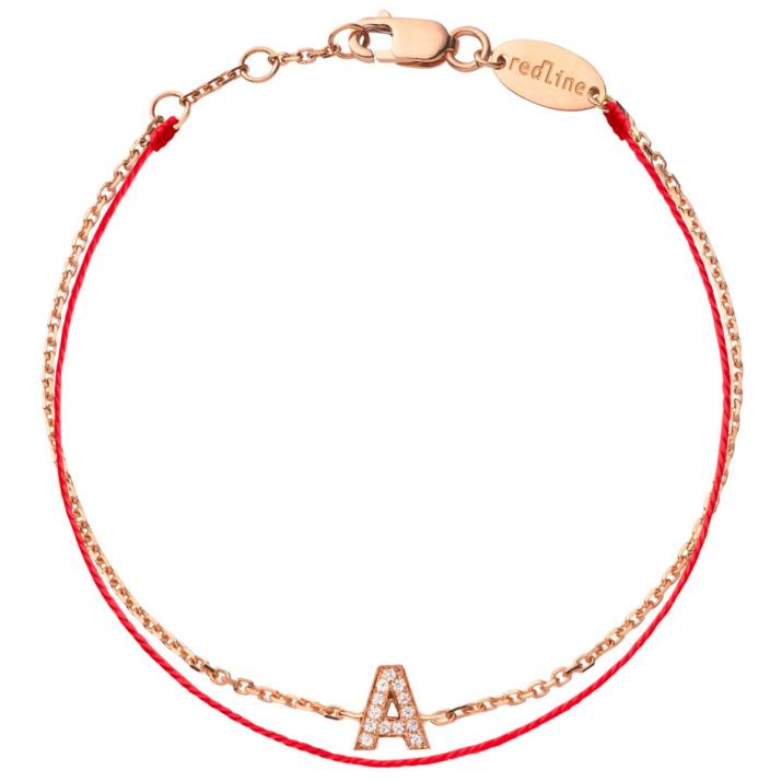 Pulsera Redline Diamante Alfabeto Hilo y Cadena en Oro Rosa - Redline - 0++