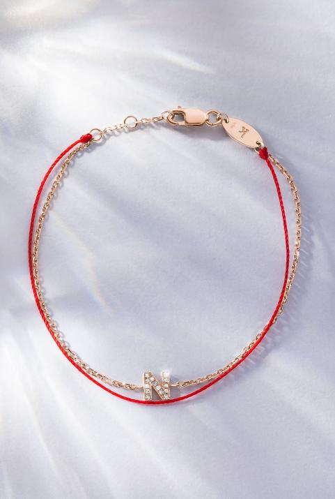 Pulsera Redline Diamante Alfabeto Hilo y Cadena en Oro Rosa - Redline - 0++