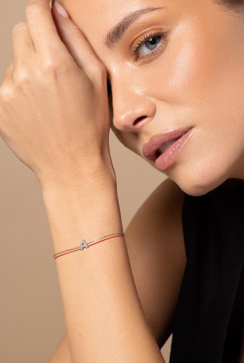 Pulsera Diamante Alfabeto Hilo y Cadena en Oro Blanco - Redline - 0++