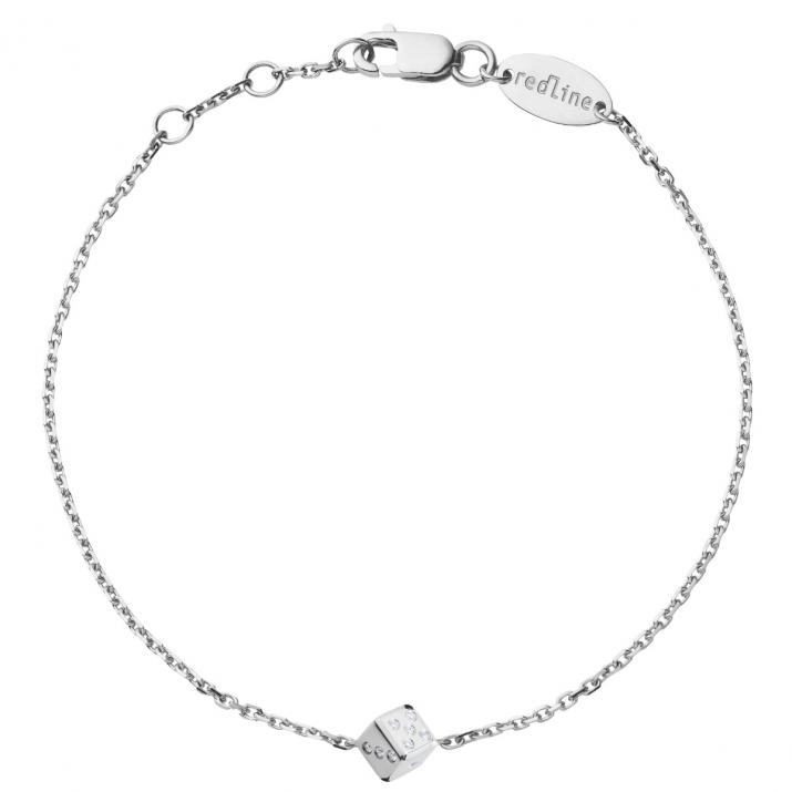 White gold chain bracelet with diamond-paved dice - Redline