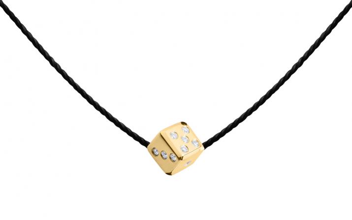 String Necklace For Men with 0.09ct Round Diamond in Yellow Gold Pavé Setting - Redline