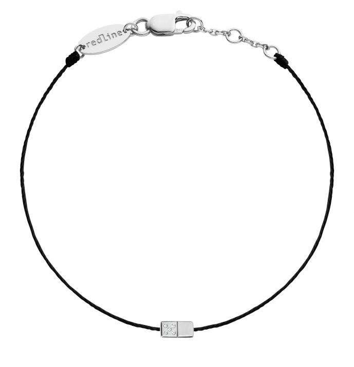 String bracelet with diamond-paved domino in white gold - Redline - 0++