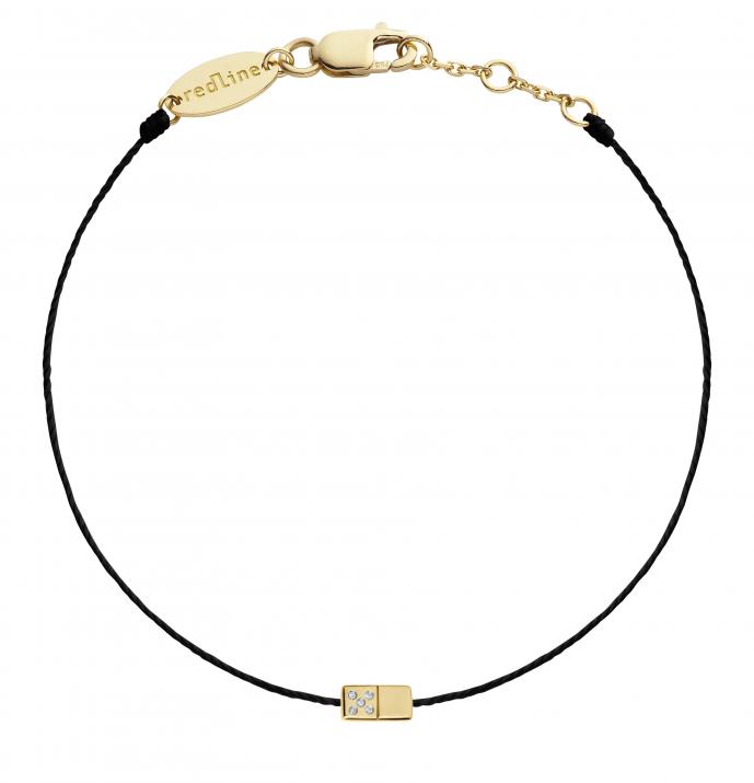 String bracelet with diamond-paved domino in yellow gold - Redline - 0++