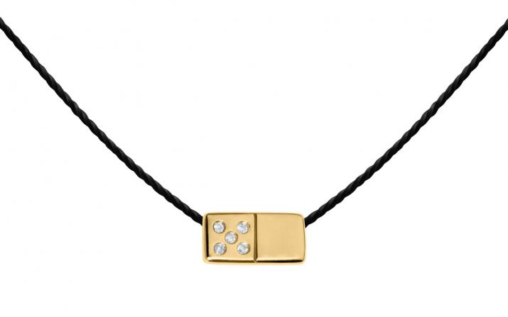 String Necklace For Men with 0.02ct Round Diamond in Yellow Gold Pavé Setting - Redline