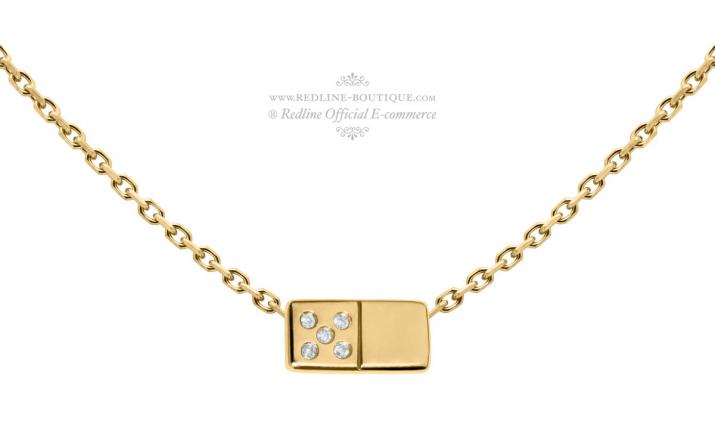Necklace For Men with 0.02ct Round Diamond in Yellow Gold Pavé Setting - Redline