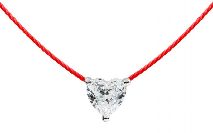 String necklace with 0.2ct heart shaped diamond in white gold prong setting - Redline