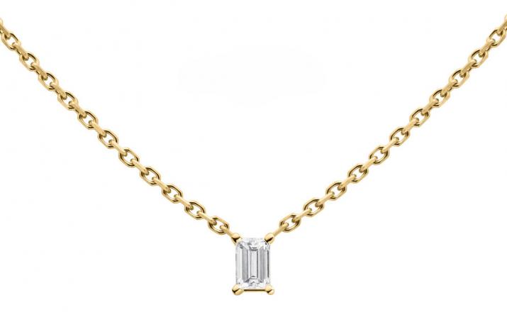 Collar en cadena con diamante baguette de 0.10ct en base de oro amarillo - Redline - 0++