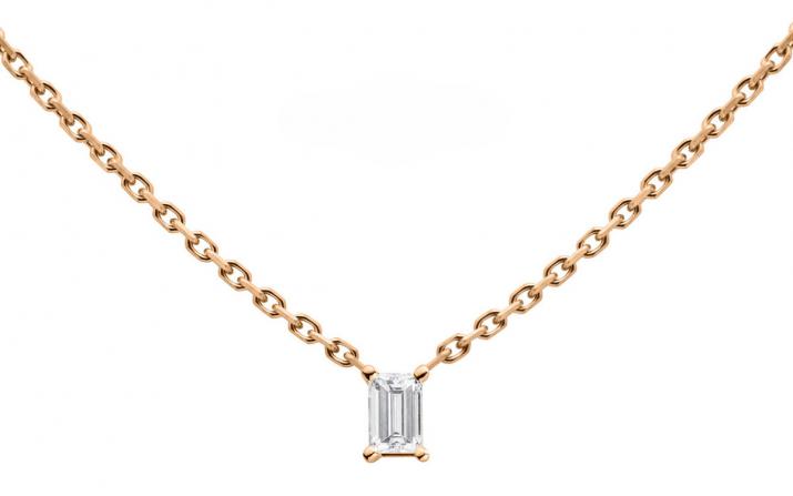 Collar en cadena con diamante baguette de 0.10ct en base de oro rosa - Redline - 0++