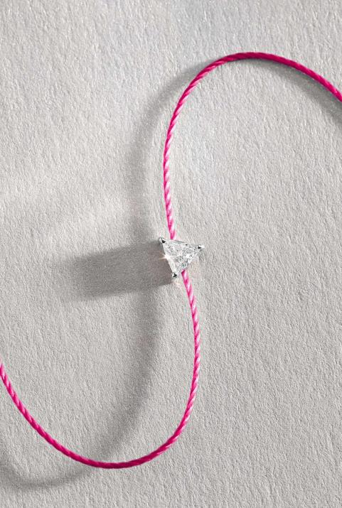 Pulsera en hilo con diamante de 0.10ct en base de oro blanco - Redline - 0++