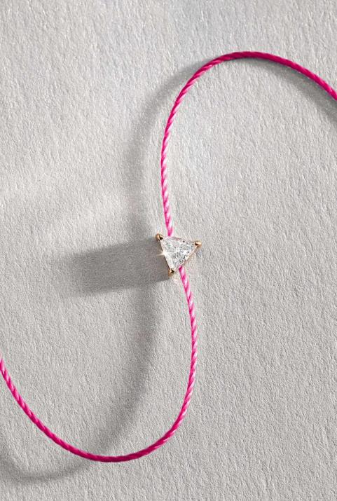 Pulsera en hilo con diamante de 0.10ct en base de oro rosa - Redline - 0++