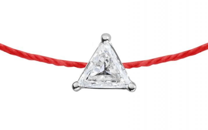 Pulsera en hilo con diamante de 0.10ct en base de oro blanco - Redline - 0++