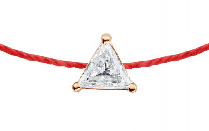 Pulsera en hilo con diamante de 0.10ct en base de oro rosa - Redline - 0++