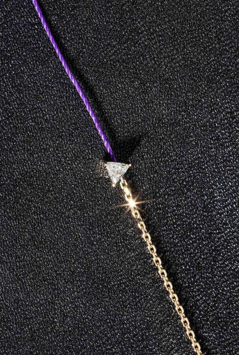 Pulsera en hilo y cadena con diamante de 0.10ct en base de oro amarillo - Redline - 0++