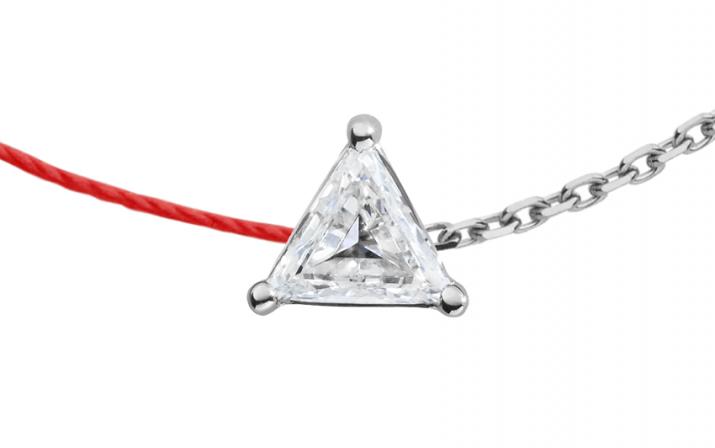 Pulsera en hilo y cadena con diamante de 0.10ct en base de oro blanco - Redline - 0++