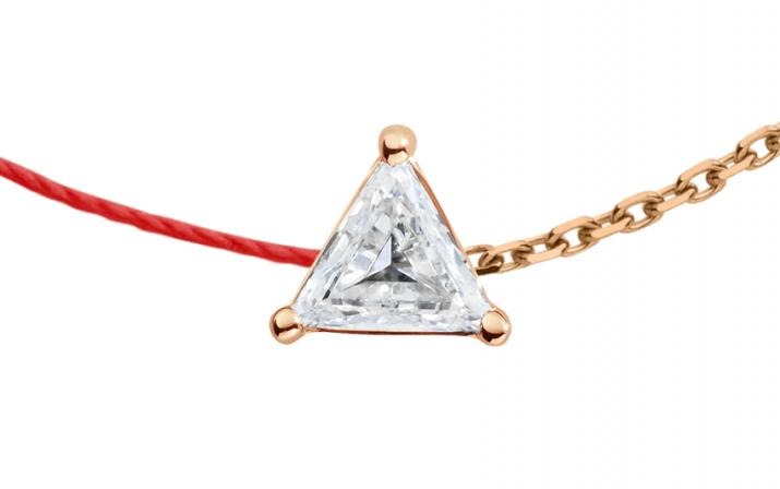 Pulsera en hilo y cadena con diamante de 0.10ct en base de oro rosa - Redline - 0++