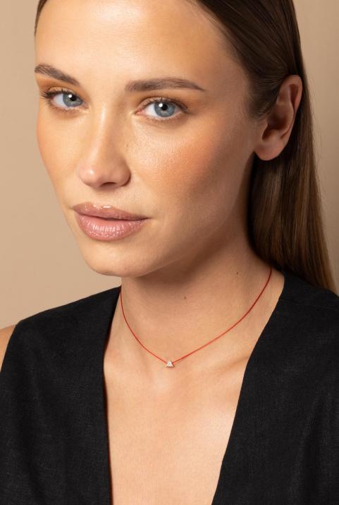 Collar en hilo con diamante de 0.20ct en base de oro rosa - Redline - 0++