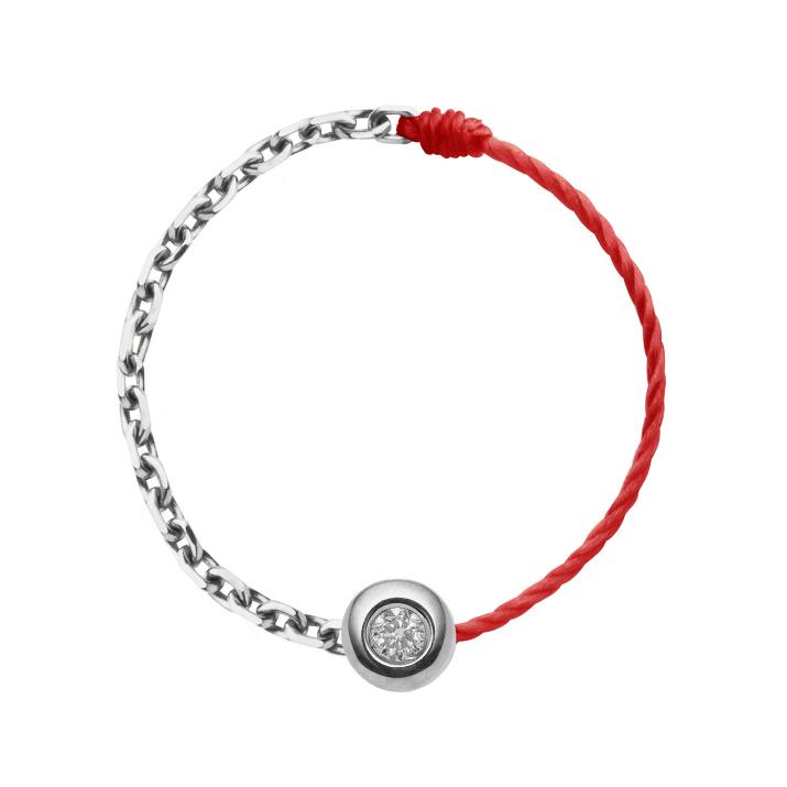 Anillo de hilo y cadena con diamante 0.2ct en oro blanco - Redline - 0++