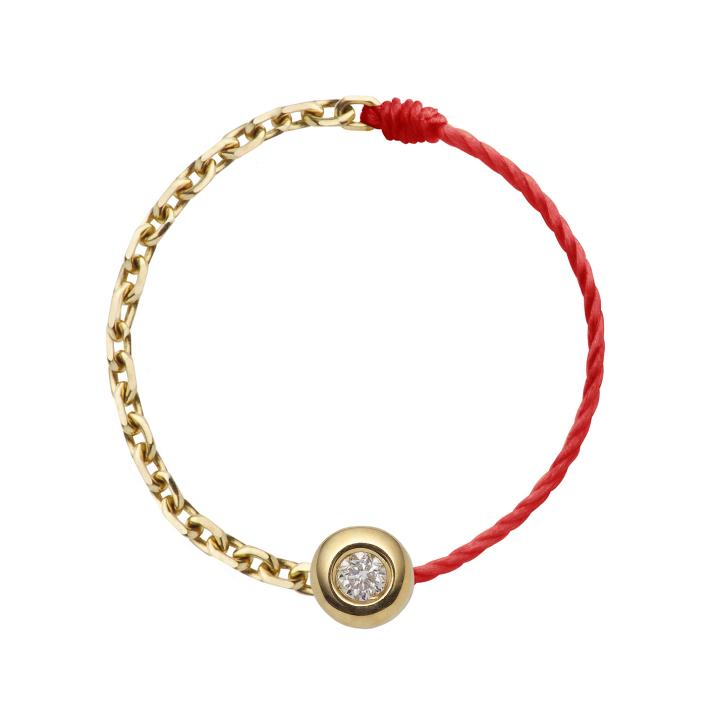 Anillo de hilo y cadena con diamante 0.2ct en oro amarillo - Redline - 0++