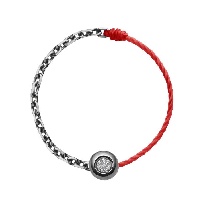 Anillo de hilo y cadena con diamante 0.2ct en oro negro - Redline - 0++