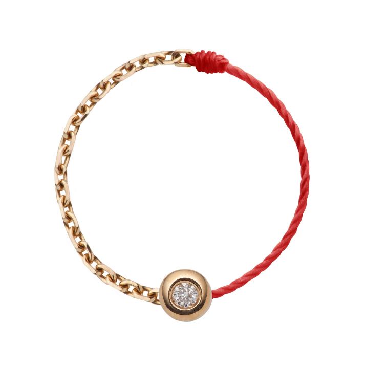 Anillo de hilo y cadena con diamante 0.2ct en oro rosa - Redline - 0++