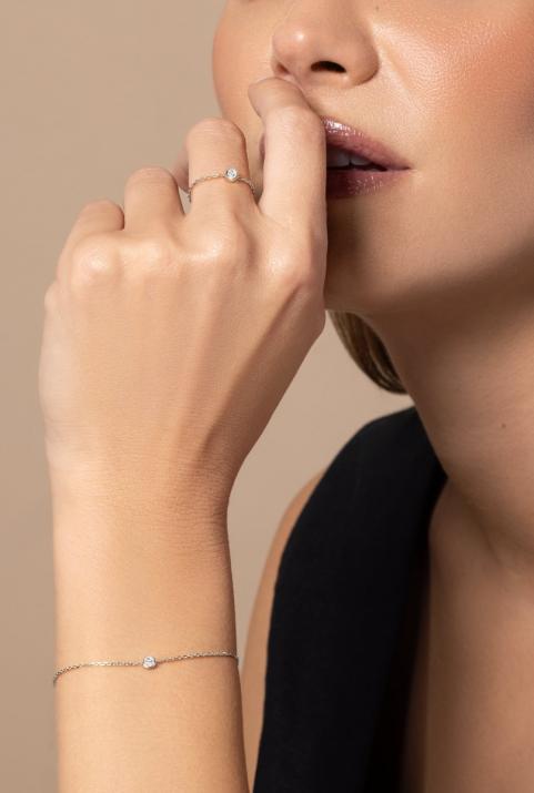 Anillo en cadena con diamante de 0.10ct en oro blanco - Redline - 0++