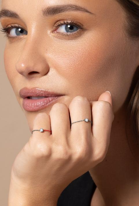 Anillo en cadena con diamante de 0.10ct en oro negro - Redline - 0++