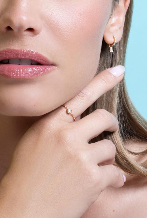 Anillo en cadena con diamante de 0.10ct en oro rosa - Redline - 0++