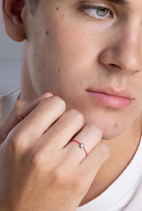 Anillo en hilo con diamante de 0.10ct en oro negro - Redline - 0++