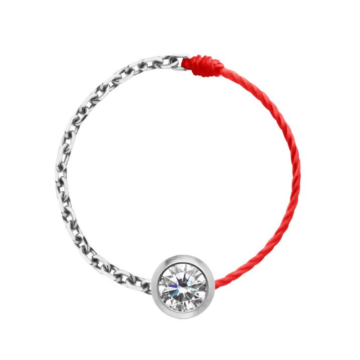 Anillo en hilo y cadenacon diamante de 0.10ct en oro blanco - Redline - 0++