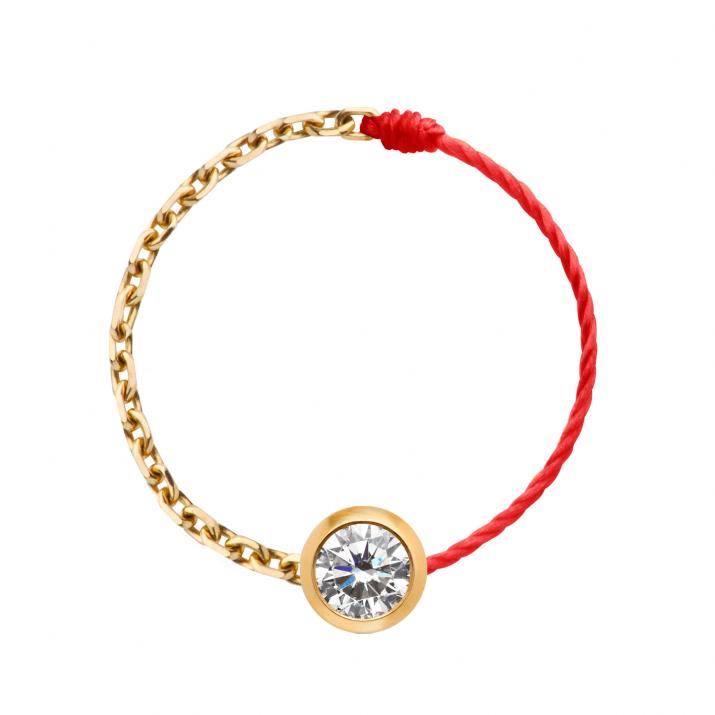 Anillo en hilo y cadenacon diamante de 0.10ct en oro amarillo - Redline - 0++