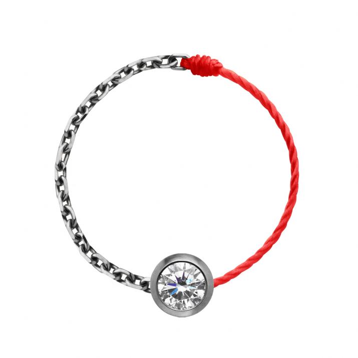 Anillo en hilo y cadenacon diamante de 0.10ct en oro negro - Redline - 0++