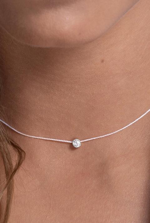 Collar hilo con diamante de 0.10ct en oro blanco - Redline - 0++