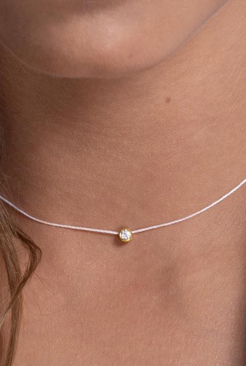Collar hilo con diamante de 0.10ct en oro amarillo - Redline - 0++