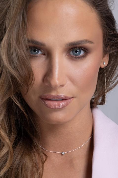 Collar hilo con diamante de 0.10ct en oro negro - Redline - 0++