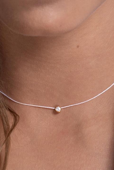 Collar hilo con diamante de 0.10ct en oro rosa - Redline - 0++