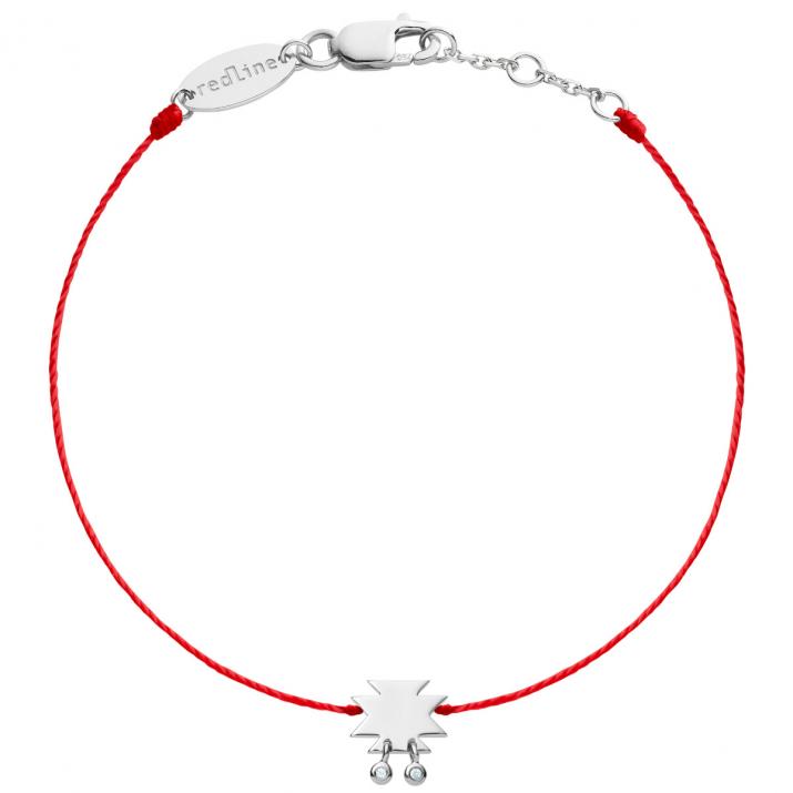 Pulsera en hilo Azteque con 2 diamantes en Oro Blanco - Redline - 0++