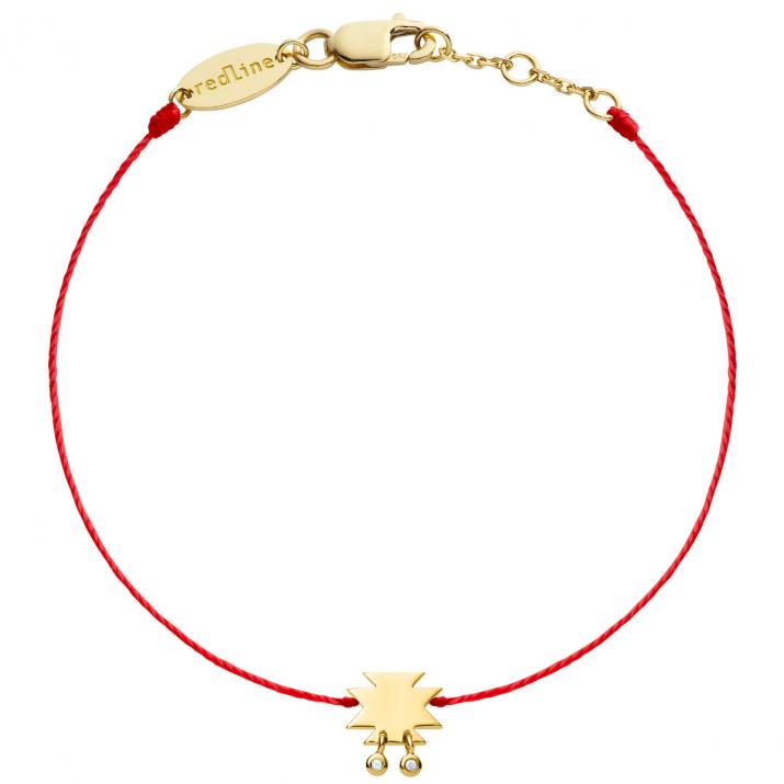 Pulsera en hilo Azteque con 2 diamantes en Oro Amarillo - Redline - 0++