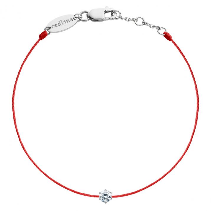 Pulsera en hilo absolu con diamante de 0.10ct en base de oro blanco - Redline - 0++