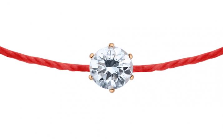 Pulsera en hilo absolu con diamante de 0.10ct en base de oro rosa - Redline - 0++