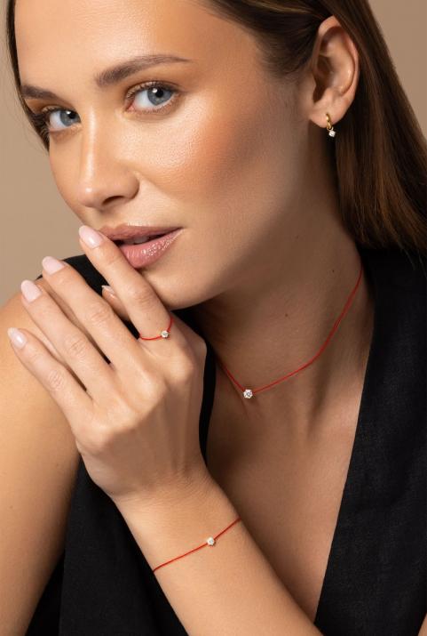 Anillo en hilo absolu con diamante de 0.10ct en base de oro amarillo - Redline - 0++