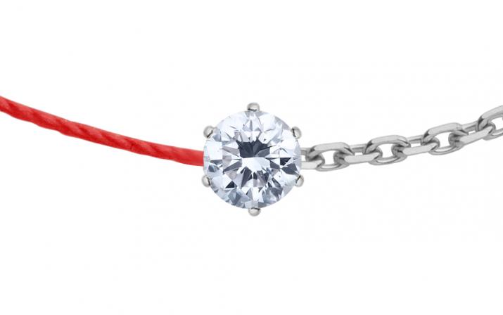 Pulsera en hilo y cadena absolu con diamante de 0.10ct en base de oro blanco - Redline - 0++