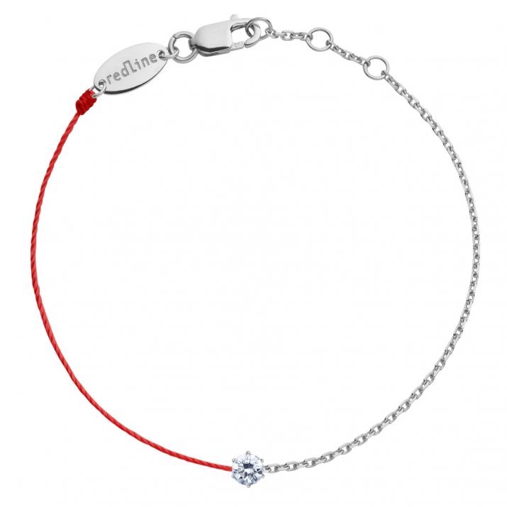 Pulsera en hilo y cadena absolu con diamante de 0.10ct en base de oro blanco - Redline - 0++