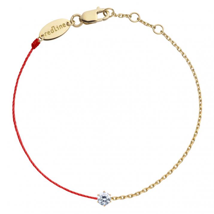 Pulsera en hilo y cadena absolu con diamante de 0.10ct en base de oro amarillo - Redline - 0++