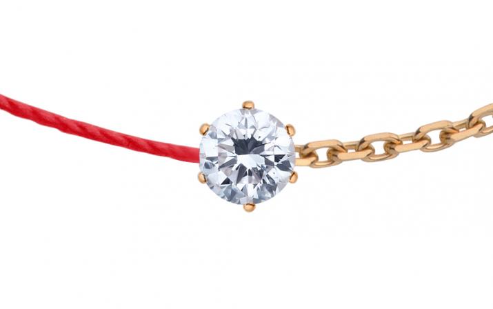 Pulsera en hilo y cadena absolu con diamante de 0.10ct en base de oro rosa - Redline - 0++