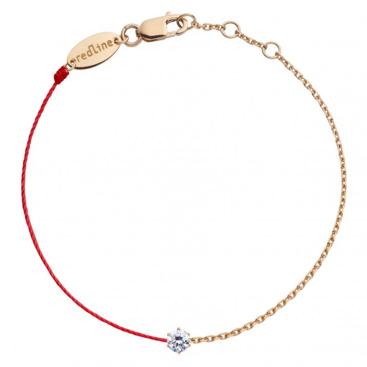 Pulsera en hilo y cadena absolu con diamante de 0.10ct en base de oro rosa - Redline - 0++