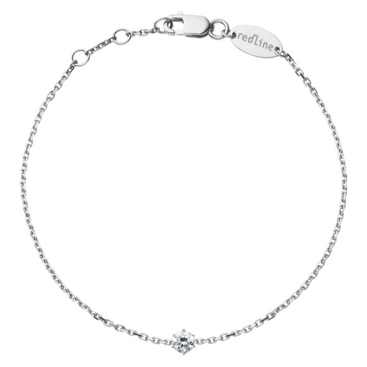 Pulsera en cadena absolu con diamante de 0.10ct en base de oro blanco - Redline - 0++